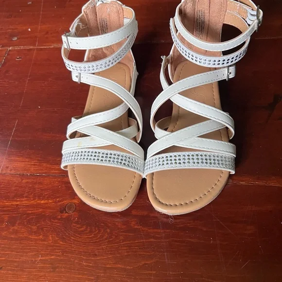 White summer sandals open toe little girls size 12 - Picture 2 of 6
